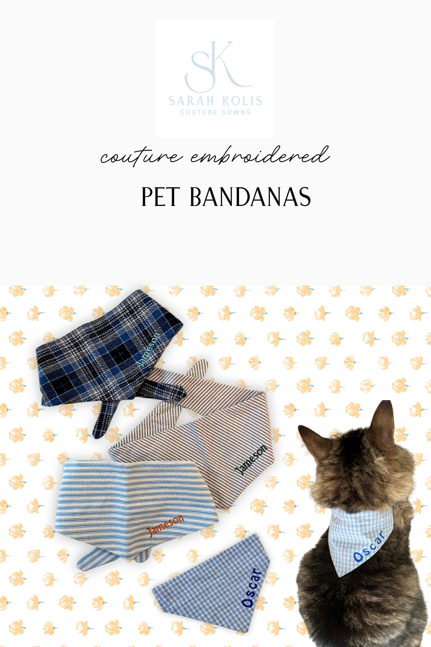 Embroidered Cat Bandana