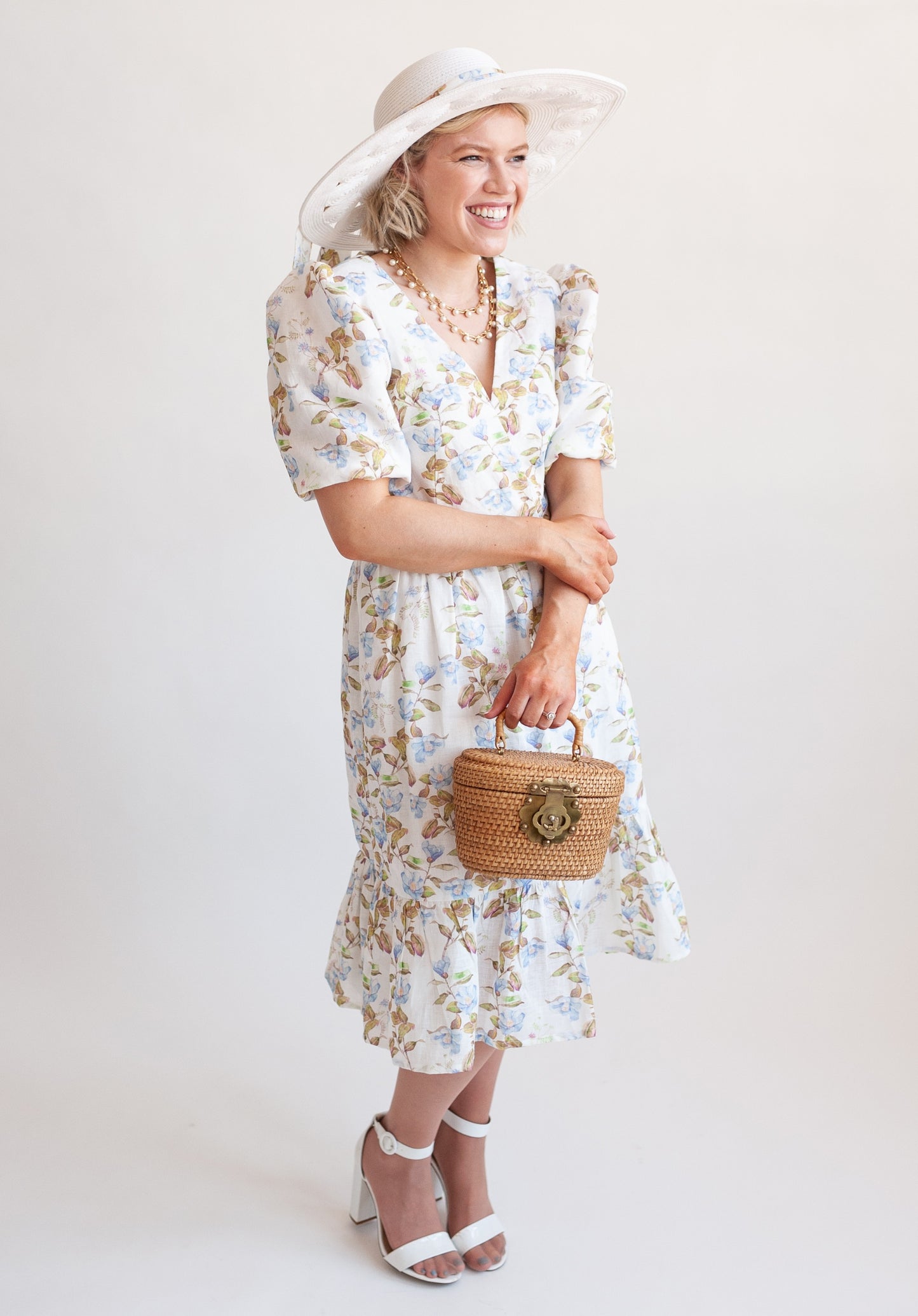 Semi-custom Floral Linen Dress