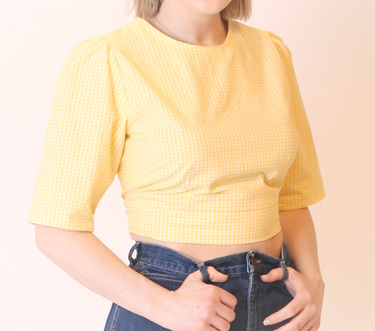 Yellow Gingham Crop Top